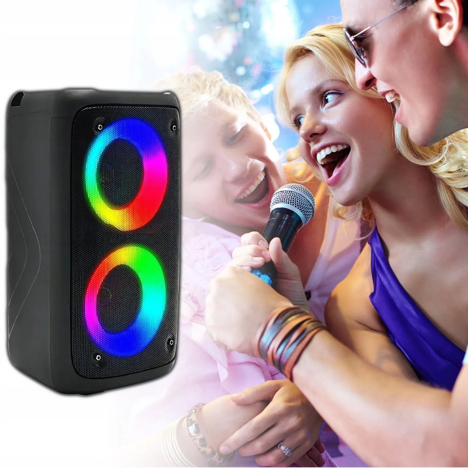 Aku. prenosni LED RGB bluetooth 5.0 zvočnik FM USB SD POWER BASS - Image 9