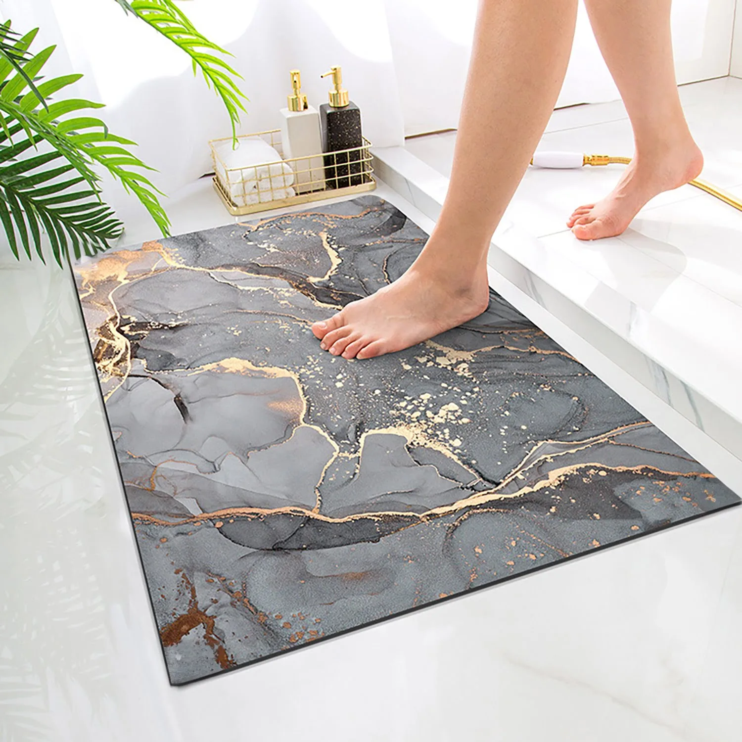 Kopalniška pralna nedrseča preproga 80x50cm sivi marmor - Image 2