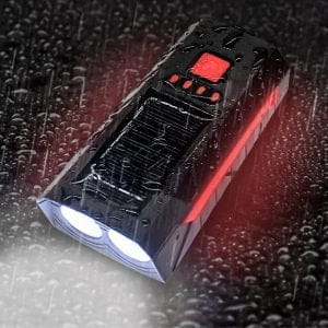 Set solarne polnilne LED kolesarske svetilke, sirene, USB in zadnje luči
