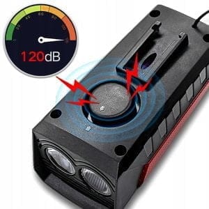 Solarna LED kolesarska svetilka s sireno in zadnjo lučjo USB