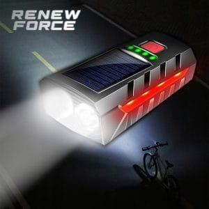 Komplet solarne kolesarske LED svetilke, sirene in zadnje luči