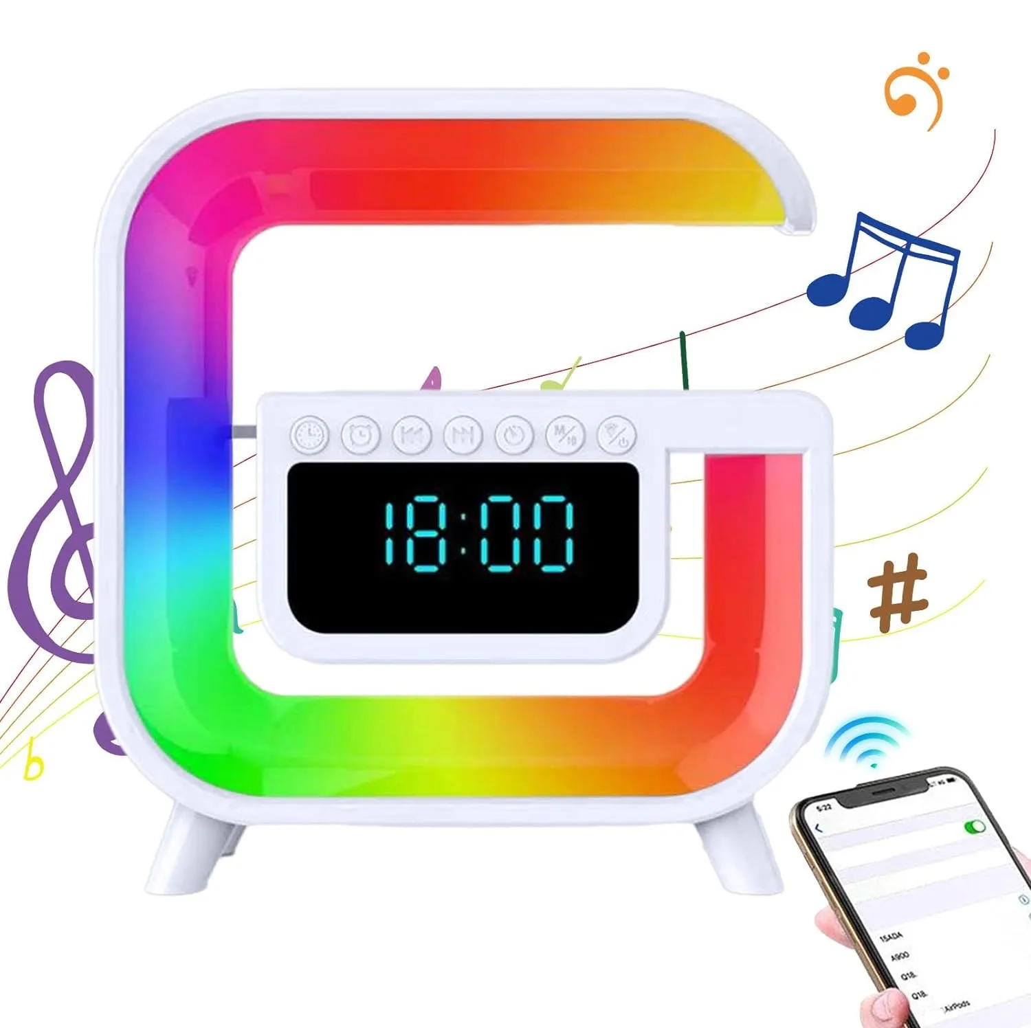 4 u 1 baterija. 1200 mAh LED RGB bluetooth zvučnik FM radio budilica i punjač 3 4 u 1 baterija. 1200 mAh LED RGB bluetooth zvučnik FM radio budilica i punjač