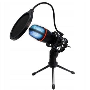 Namizni LED RGB kondenzatorski stoječi mikrofon USB + stativ