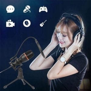 Namizni LED RGB kondenzatorski stoječi mikrofon USB + stativ