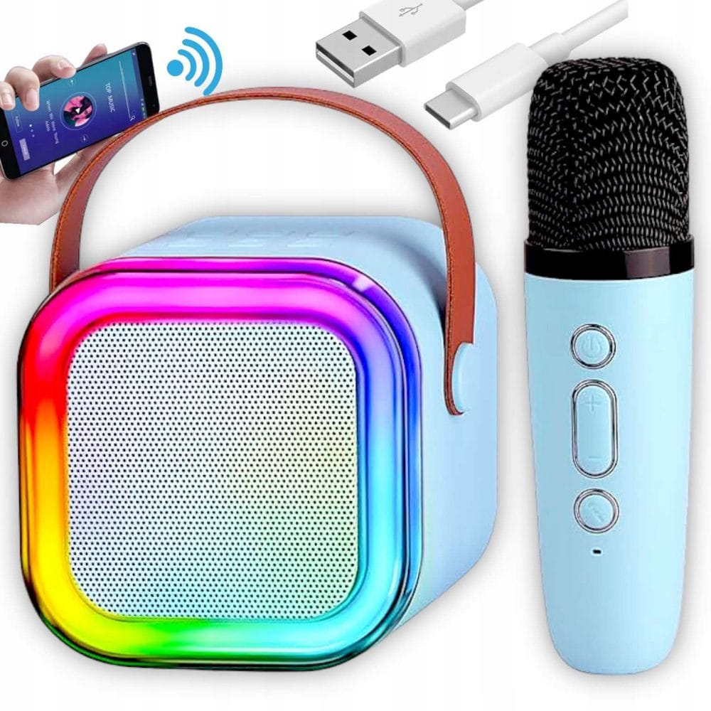 Aku. 1500mAh karaoke bluetooth zvočnik + mikrofon LED RGB