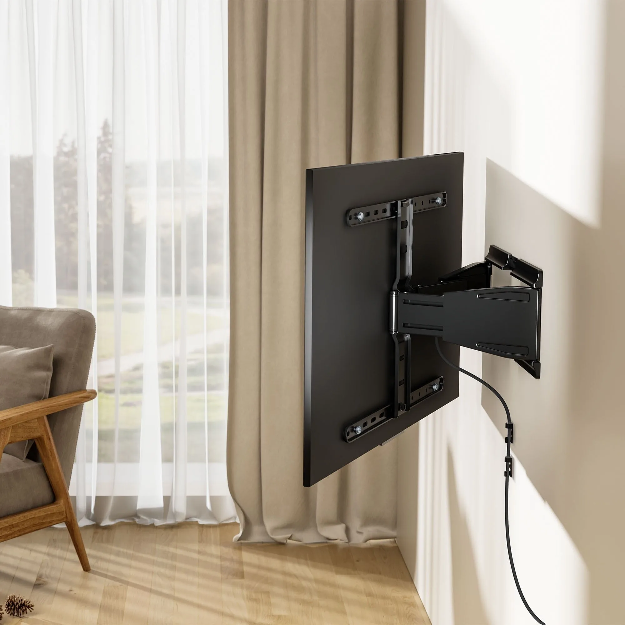 Ultra Slim univerzalni gibljiv in vrteči LCD TV nosilec za ekrane 43-90" do 50kg - Image 3