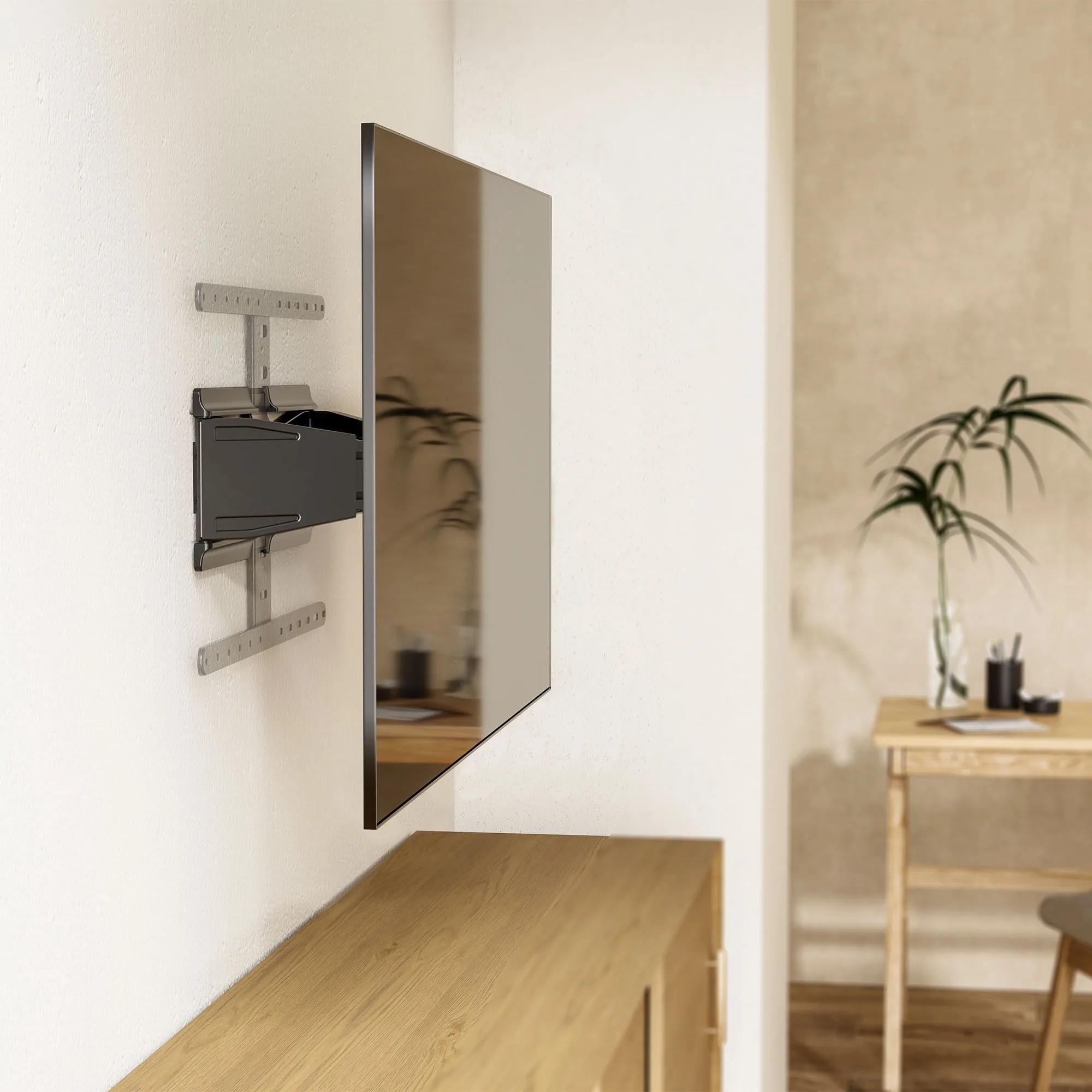 Ultra Slim univerzalni gibljiv in vrteči LCD TV nosilec za ekrane 43-90" do 50kg - Image 4
