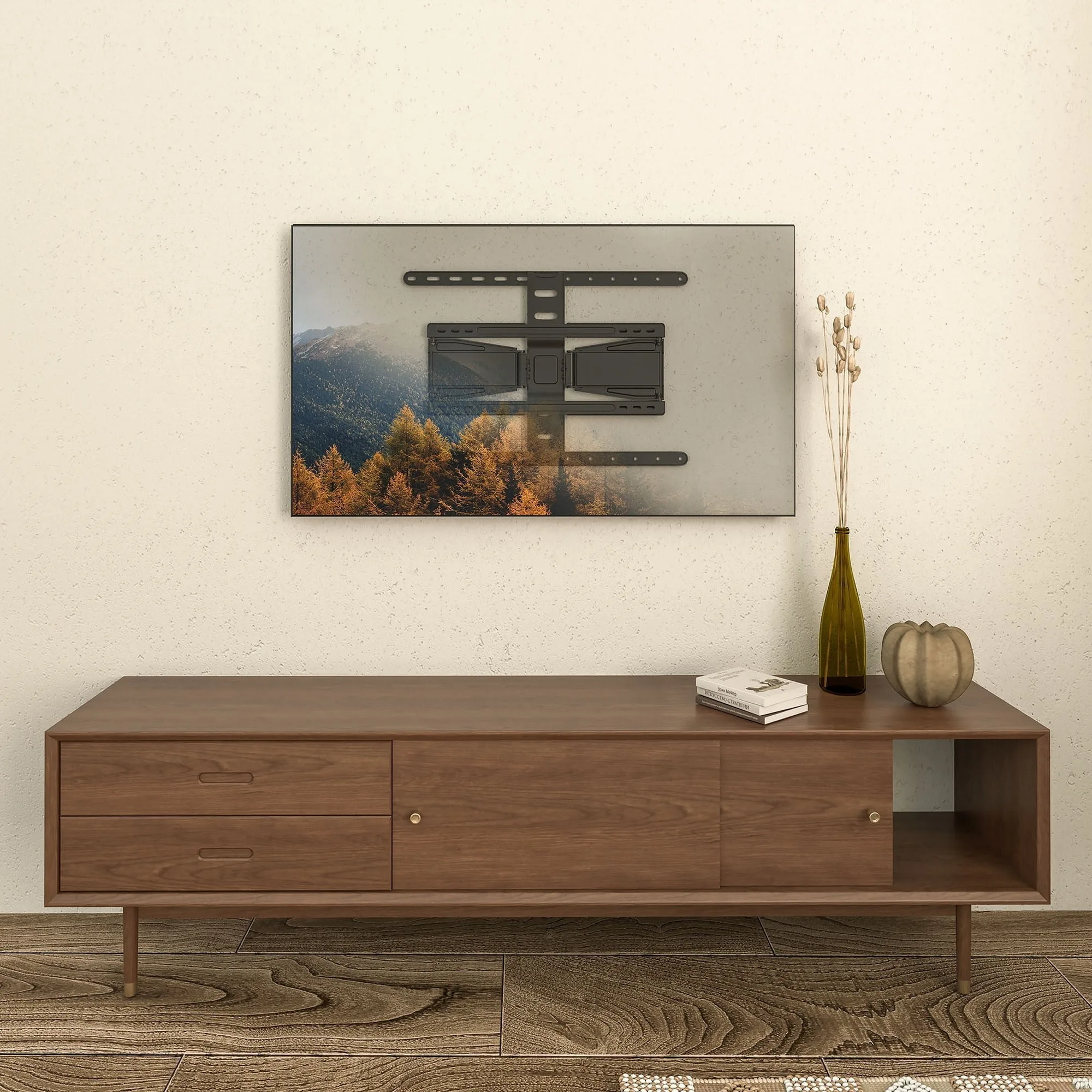 Ultra Slim univerzalni gibljiv in vrteči LCD TV nosilec za ekrane 43-90" do 50kg - Image 6