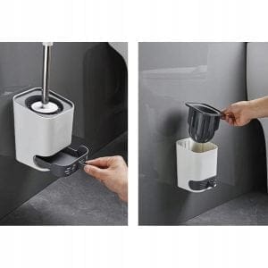 Silikonska antibakterijska WC ščetka s stojalom 42cm bela