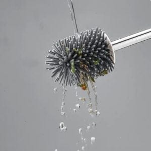 Silikonska antibakterijska WC ščetka s stojalom 42cm bela