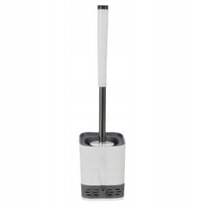 Silikonska antibakterijska WC ščetka s stojalom 42cm bela