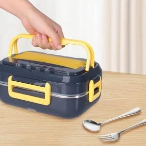 Kutija za ručak s električnim grijanjem od 40 W, posuda za hranu 12 V-230 V 900 ml + pribor 19 Električni grijač hrane s priborom 900 ml