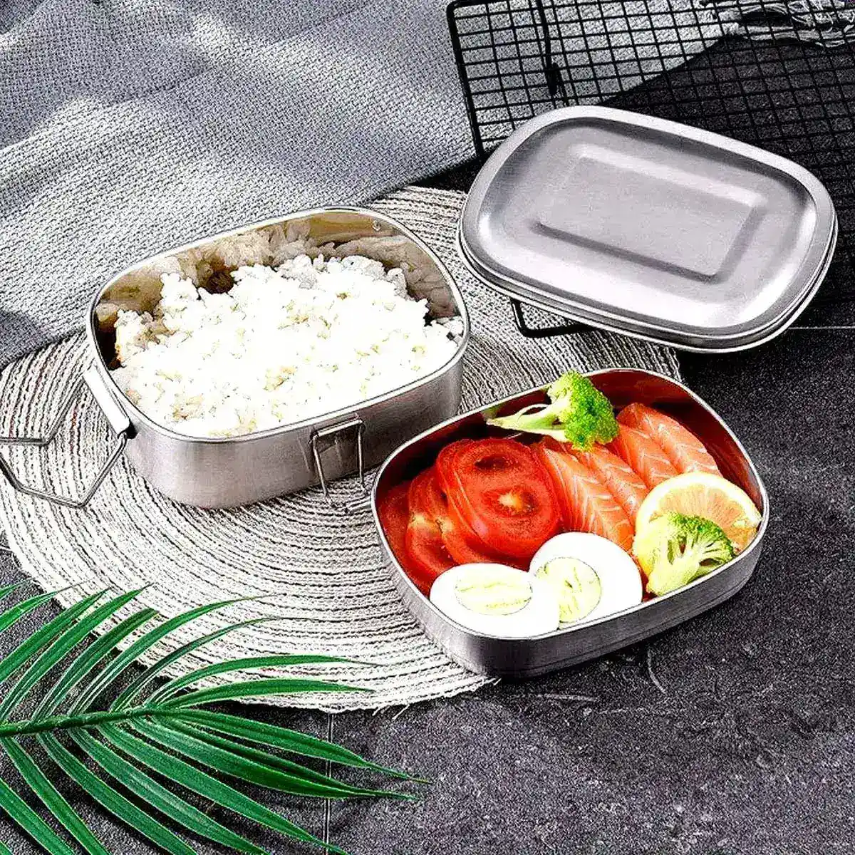 Turistična 3 delna inox lunch box posoda za hrano in kuhanje 900ml 4 Turistična 3-delna inox posoda za hrano in kuhanje