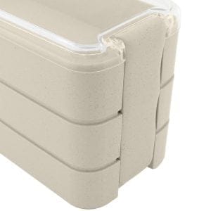 Prenosna lunch box posoda za hrano 900ML + pribor bež AKCIJA