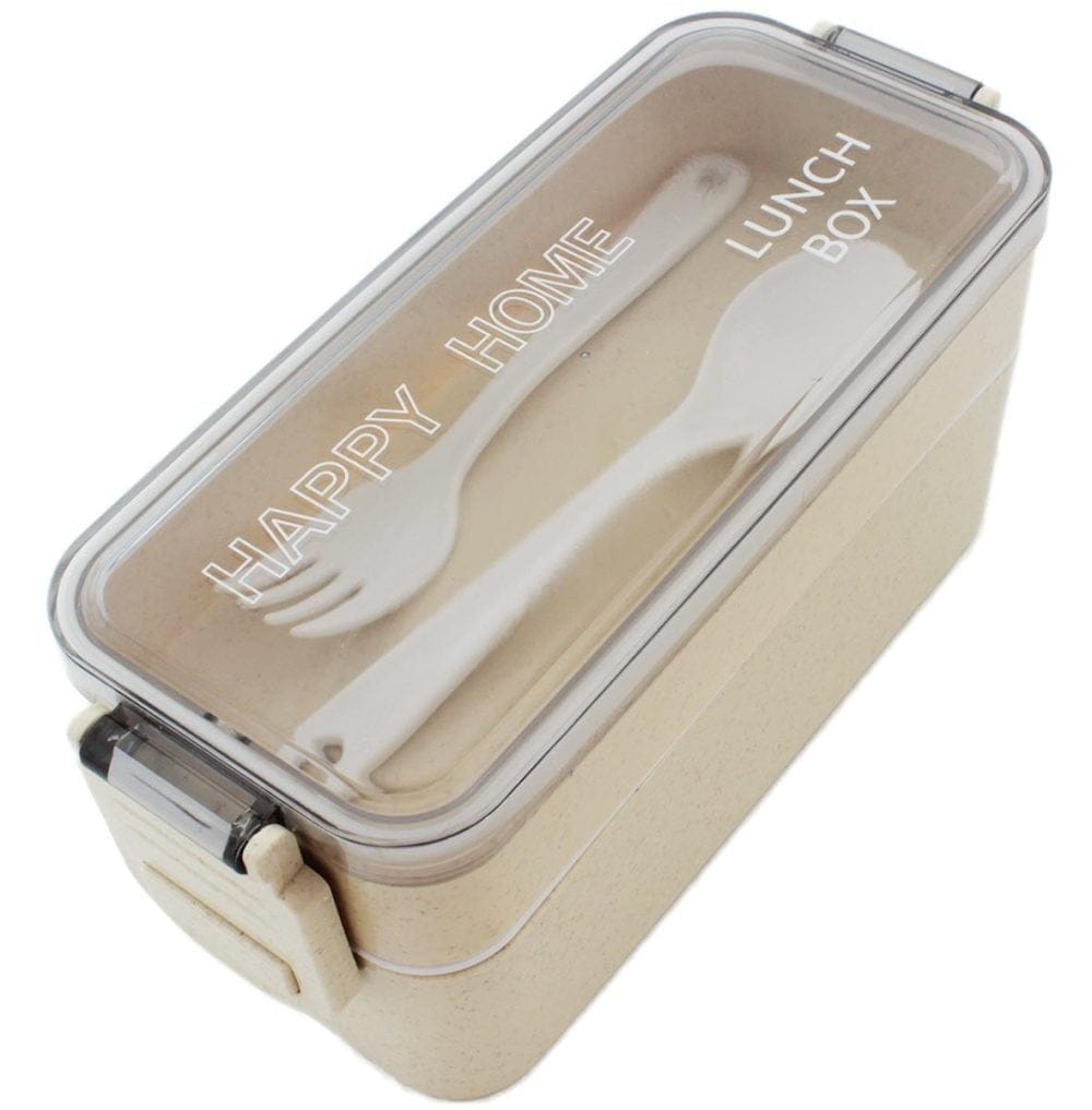 Prenosna lunch box posoda za hrano 750ML + pribor bež AKCIJA
