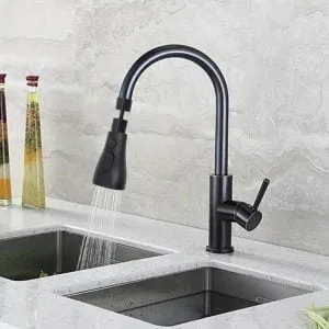 Alternativni prikaz aeratora na šarke s 3 funkcije i produžetka za slavinu 14 cm crne boje
