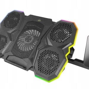 LED RGB igralna LCD hladilna podloga za prenosni računalnik 5x ventilator 2x USB BREVA