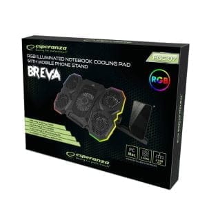LED RGB igralna LCD hladilna podloga za prenosni računalnik 5x ventilator 2x USB BREVA