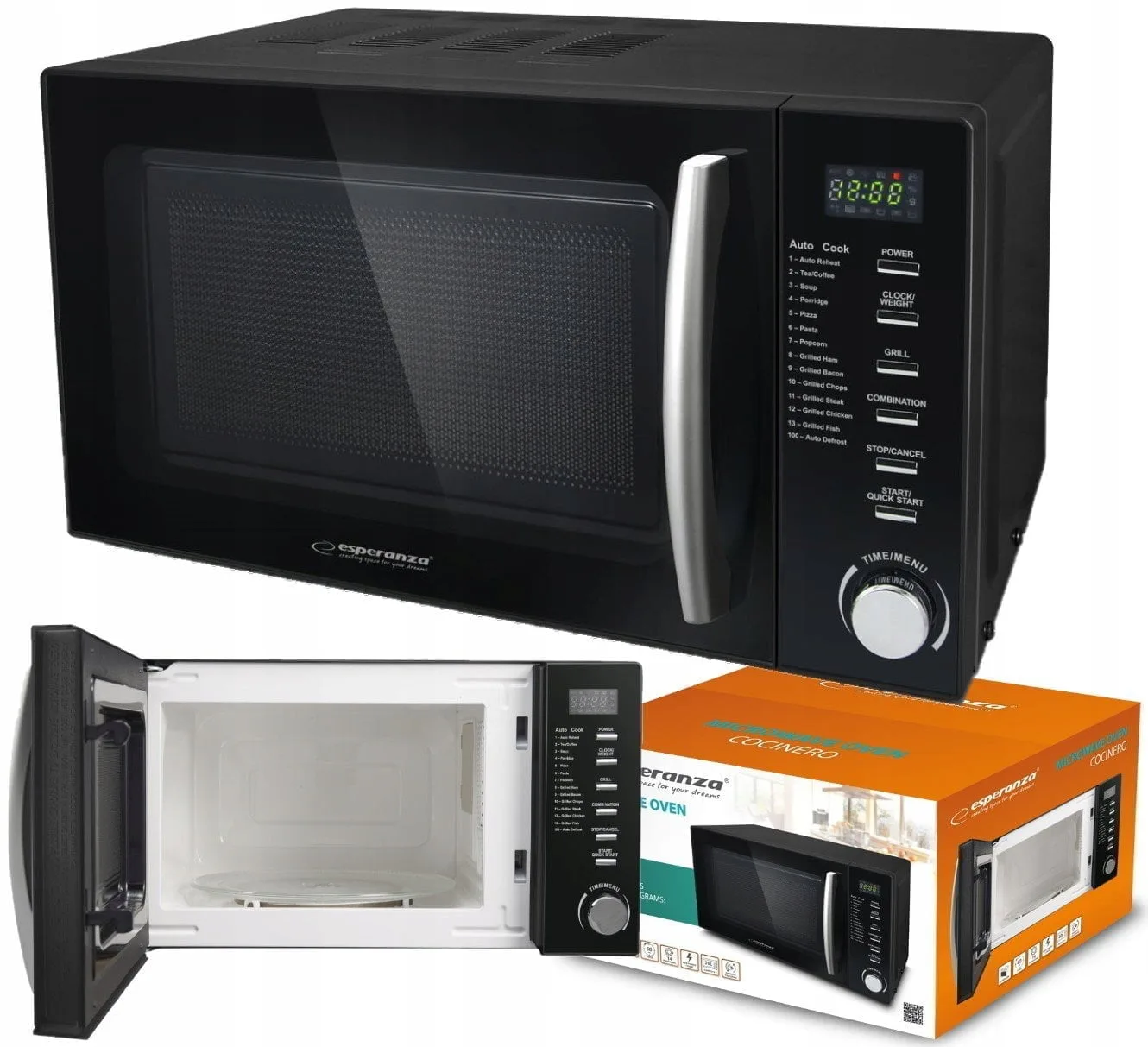 1200W LCD mikrovalovna pečica + žar 20L COCINERO - Image 3