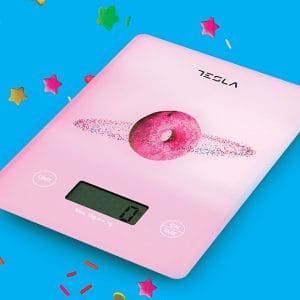 Steklena LCD kuhinjska tehtnica do 5kg roza