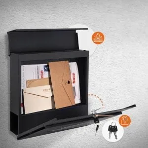 Modern mailbox with newspaper slot anthracite + stainless steel X1 12 Moderni antracit poštni nabiralnik iz inoxa z režo za časopise