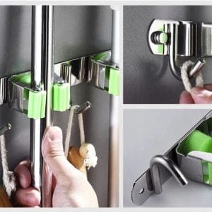 Univerzalni inox stenski nosilec ročajev za 5 pripomočkov 60cm