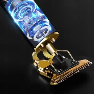 Črn USB akumulatorski brivnik in strižnik za lase in brado z LCD