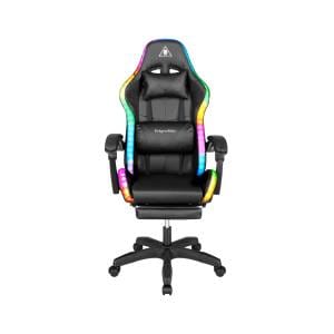 Nastavljiv oblazinjen LED RGB igralni računalniški stol z oporo za noge