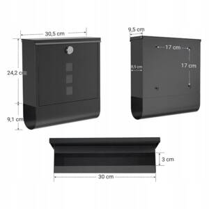 Vodoodporni poštni nabiralnik z režo za časopise antracit LBX