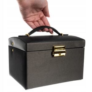 Kovček in organizator za nakit + ogledalo črn