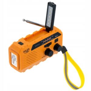 Pohodniški aku. 1200mAh solarni FM radio na dinamo LED powerbank SOS