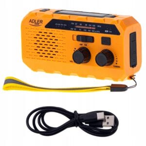 Pohodniški aku. 1200mAh solarni FM radio na dinamo LED powerbank SOS