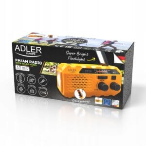 Pohodniški aku. 1200mAh solarni FM radio na dinamo LED powerbank SOS