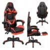 Nastavljiv oblazinjen igralni računalniški stol z oporo za noge GX-150 črno-rdeč