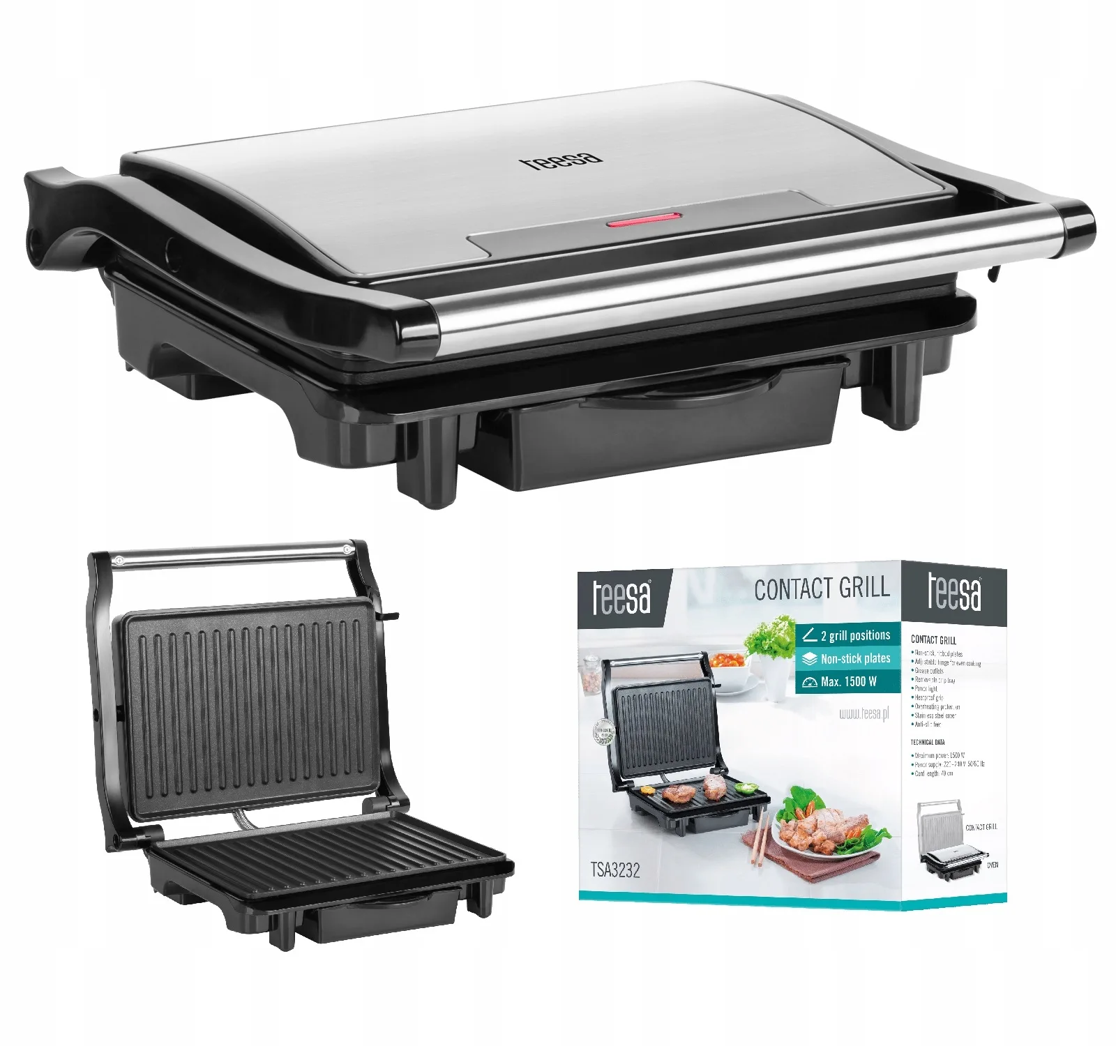 Toster od nehrđajućeg čelika od 1500 W i kontaktni roštilj za sendviče panini roštilj 5 Toster od nehrđajućeg čelika od 1500 W i kontaktni roštilj za sendviče, panini roštilj - slika 4