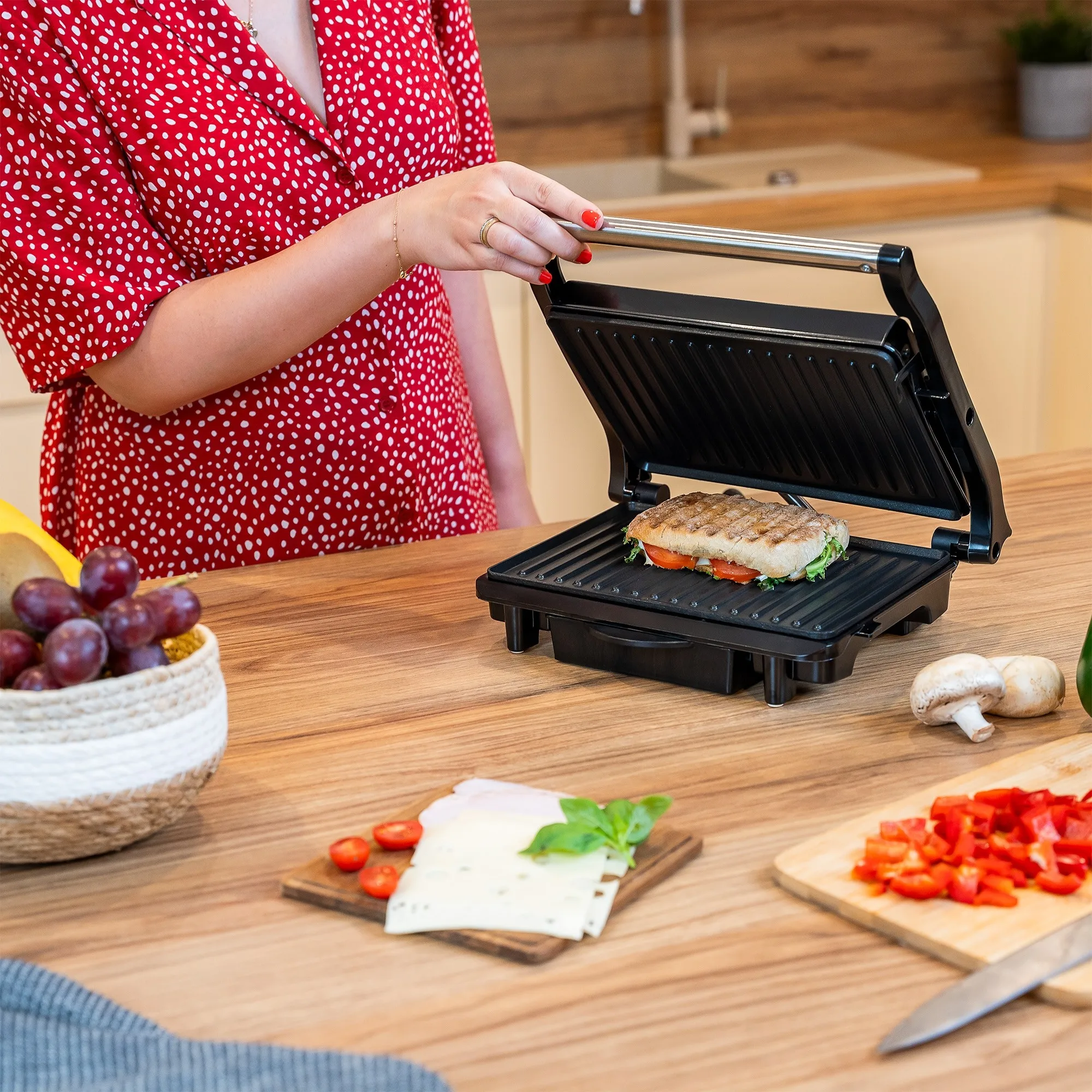 Toster od nehrđajućeg čelika od 1500 W i kontaktni roštilj za sendviče panini roštilj 3 Toster od nehrđajućeg čelika od 1500 W i kontaktni roštilj za sendviče, panini roštilj - slika 2