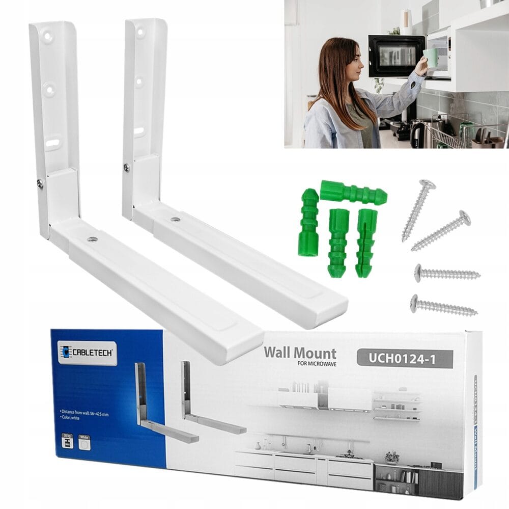 2x univerzalno nastavljivo stensko držalo za mikrovalovno pečico do 30kg belo