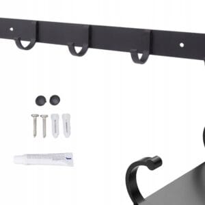 Črni stenski obešalnik 38cm za obešanje oblačil 5x kljuke