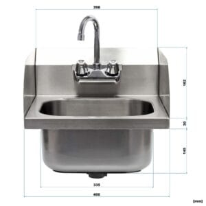 a stainless steel sink with a faucet