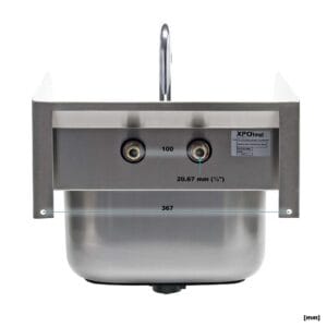 a stainless steel sink with a faucet