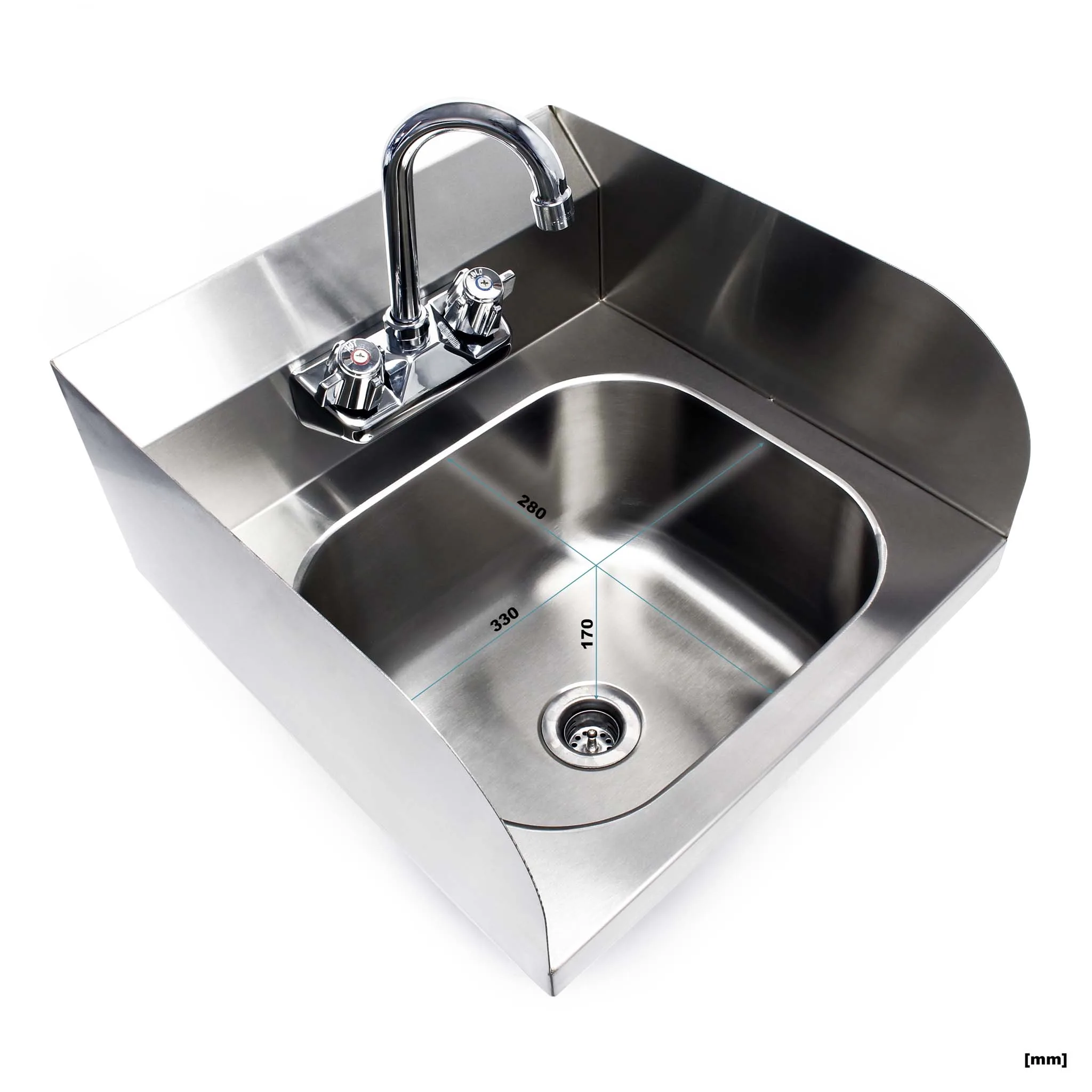 a stainless steel sink with a faucet