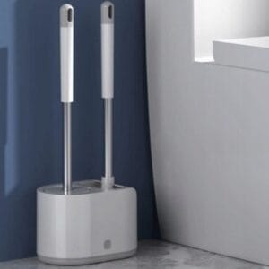 a toilet brush holder with two long handles