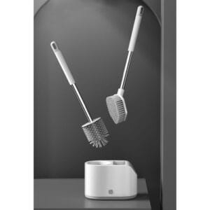 a toilet brush and brush holder