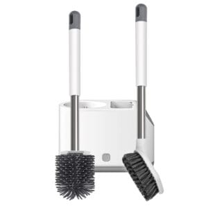 a white toilet brush holder