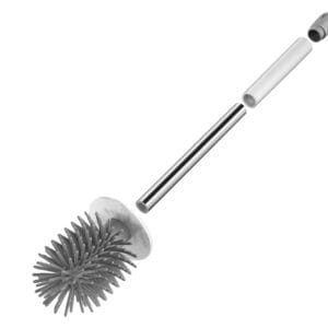 a close-up of a toilet brush