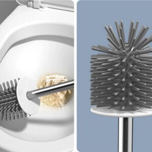 a toilet brush with a circular object