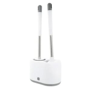 a white toilet brush holder