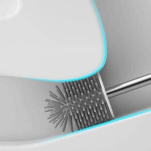 a toilet brush in a toilet