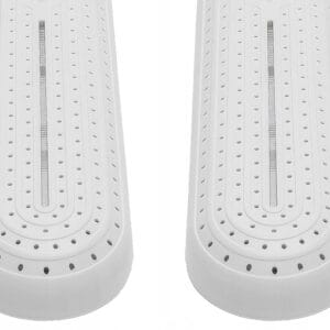 a pair of white plastic objects