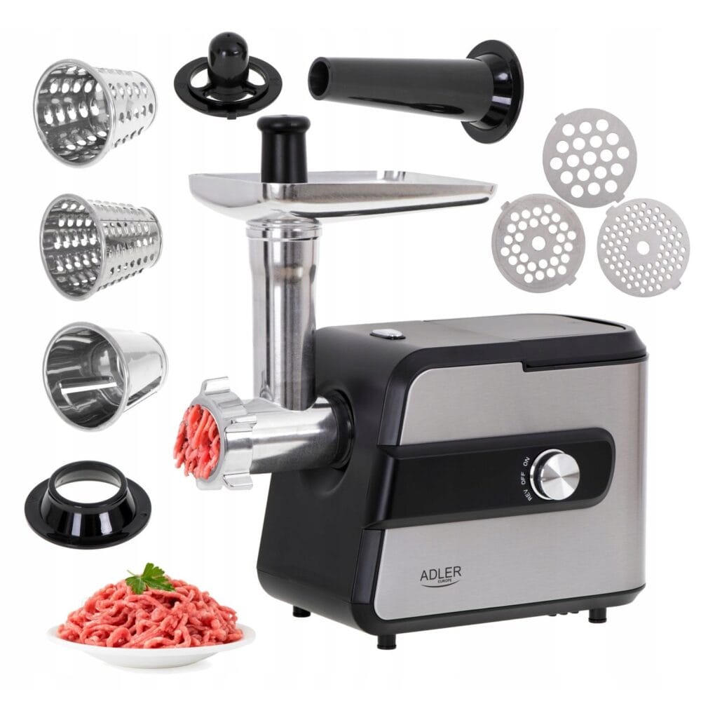 a meat grinder with meat and other objects